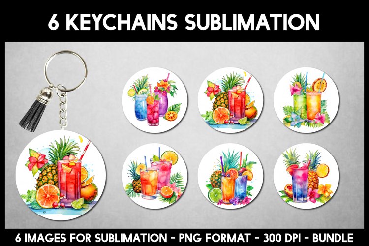 Summer Cocktails Keychains I Keychain Sublimation example image 1