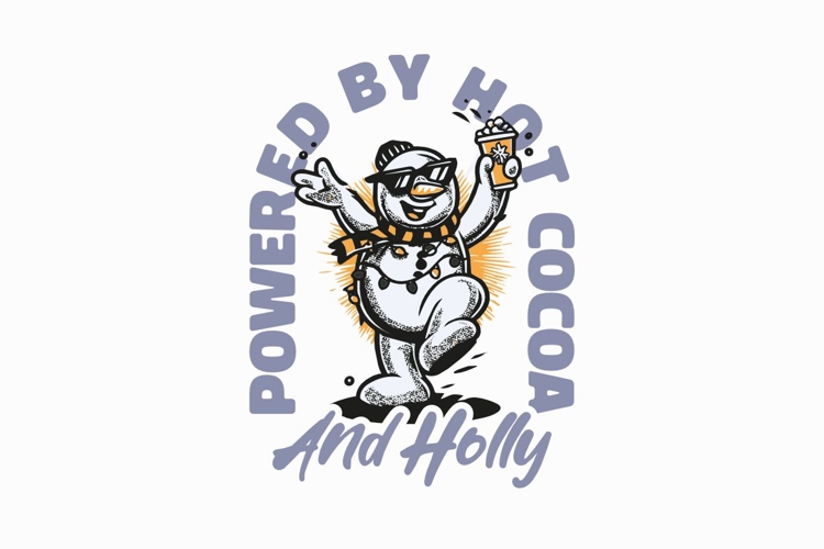 Powered By Hot Cocoa and Holly Christmas T-shirt