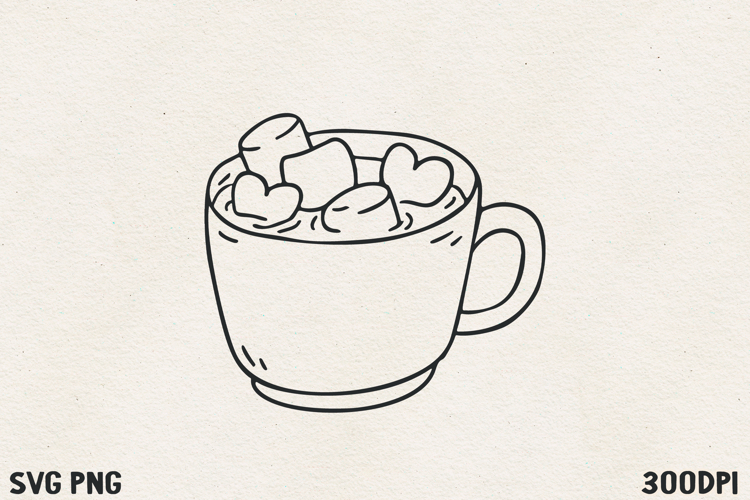 Cute Cocoa with Marshmallows SVG PNG | Cozy Valentine mug