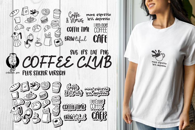 Coffee club svg, dxf, eps, png