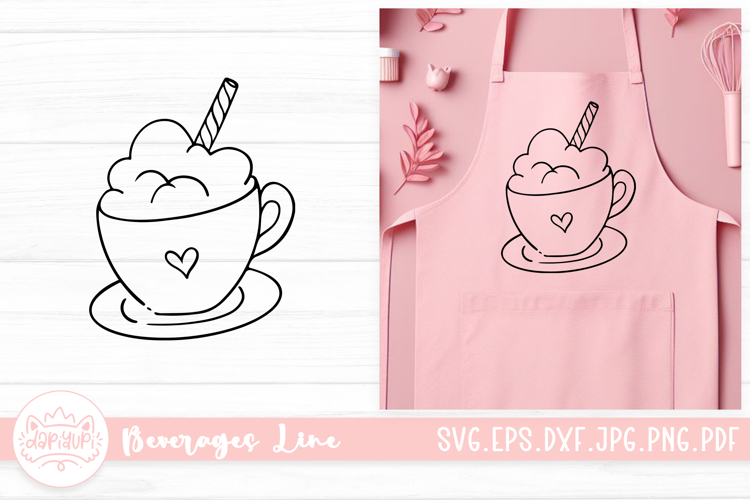 Coffee Beverages Outline SVG Cut File