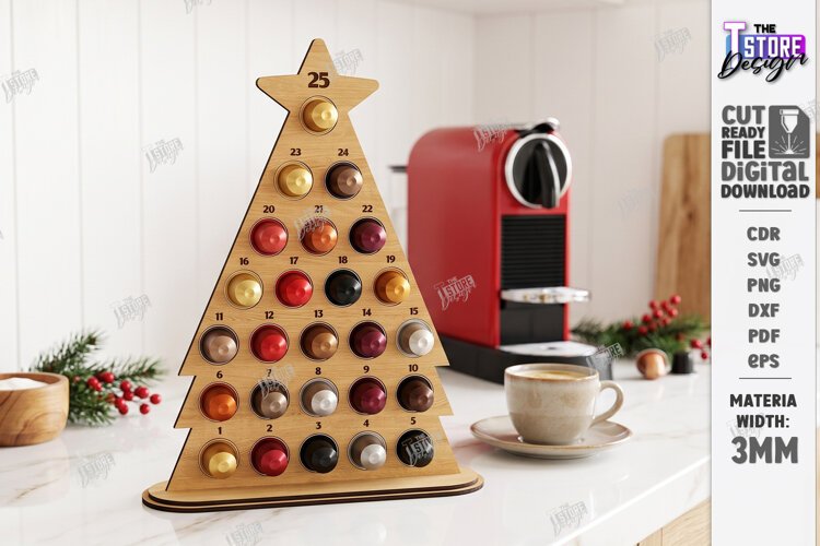 Coffee Advent Calendar Laser Cut | Christmas Tree Coffee Pod example image 1