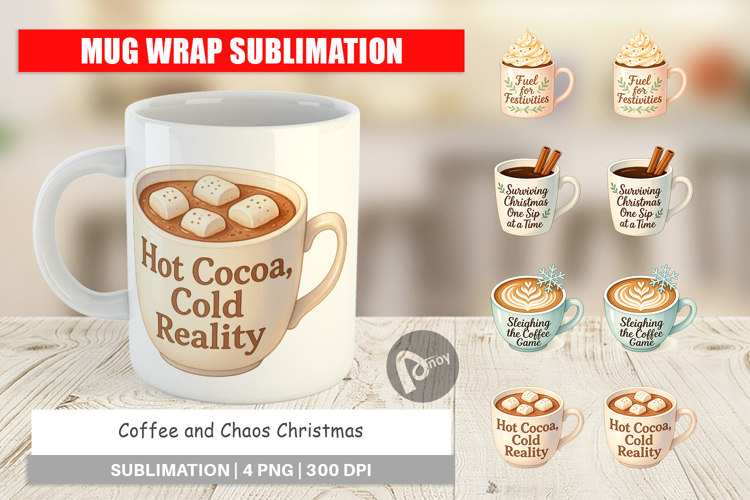 Mug Wrap Coffee and Chaos Quotes