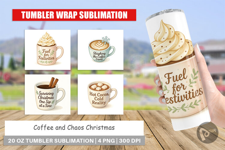 Tumbler Coffee and Chaos Quotes example image 1