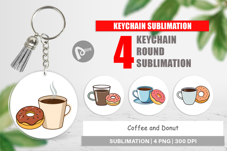 Keychain Coffee Donut