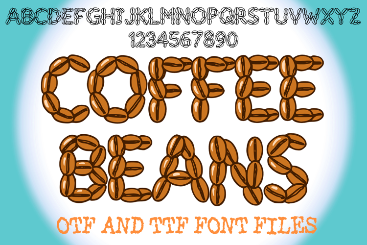 Coffee Beans Lettering ABC Text Font Alphabet OTF Type