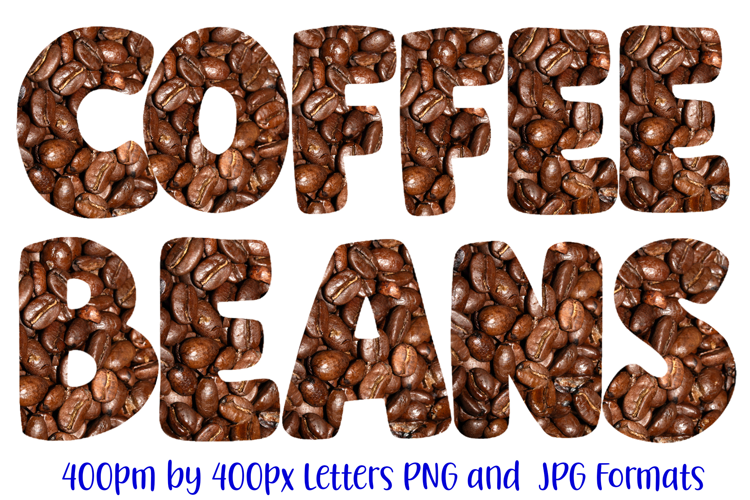 Coffee Beans Lettering Font Food Type ABC PNG JPG Texture