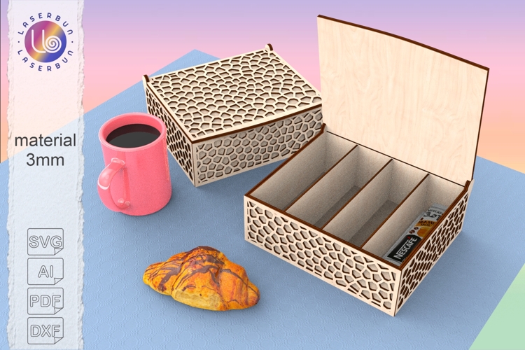 Coffee stick box svg laser voronoi cut