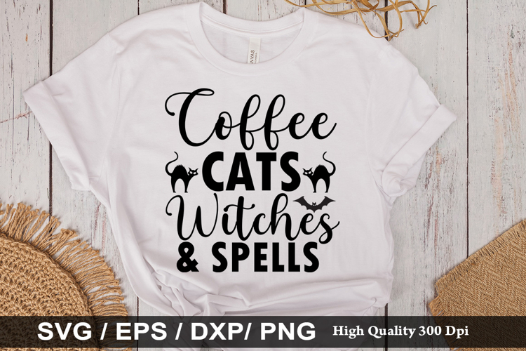 Coffee cats witches   spells - Halloween SVG Design