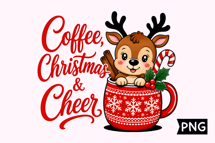 Coffee Christmas & Cheer Reindeer Mug Design