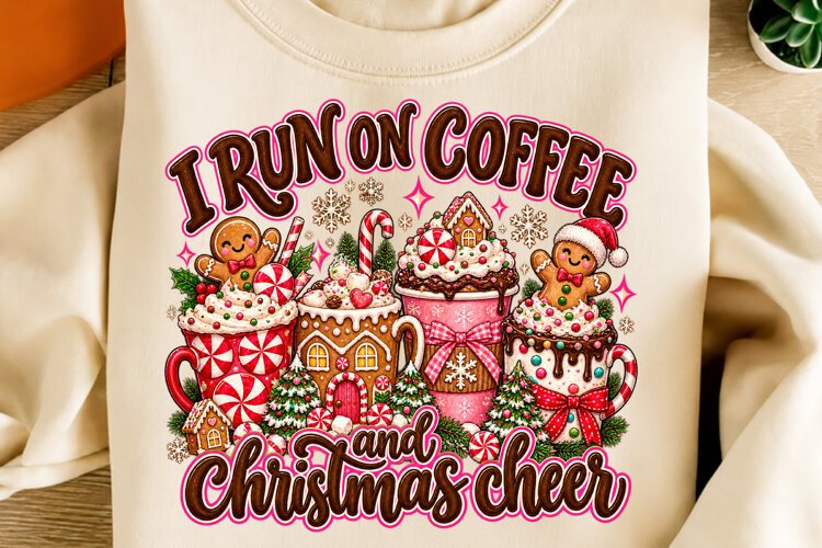 I Run on Coffee and Christmas Cheer PNG | Gingerbread Png example image 1
