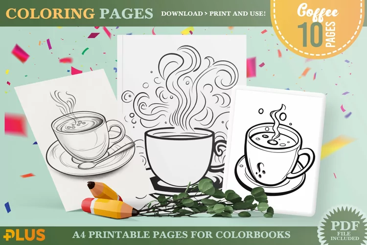 Coffee Coloring Pages - Printable Hot Drink Coloring Book