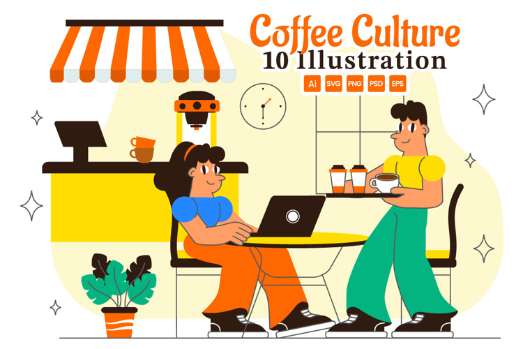 10 Coffee Shop Culture Illustration