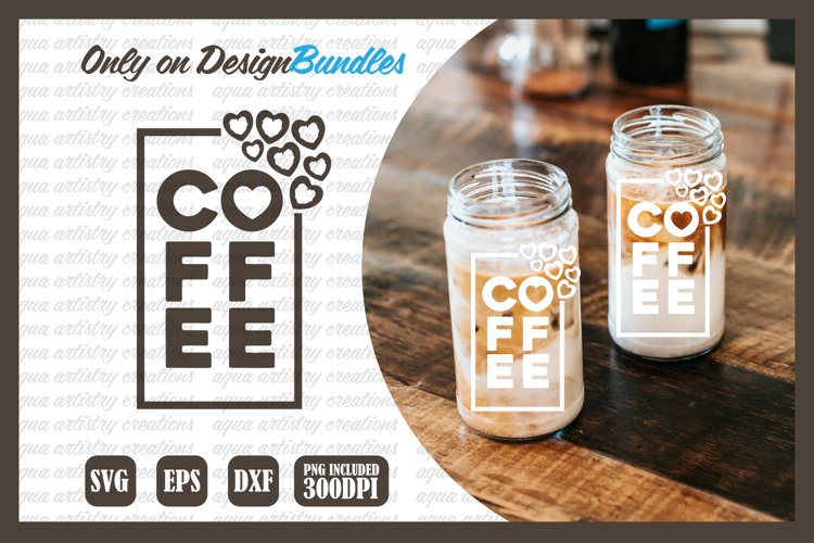 Hearts Coffee Jar Label Template SVG