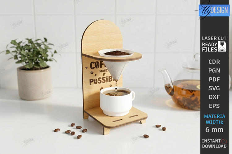 Wooden Coffee Drip Stand Laser Cut | Coffee Station | CNC