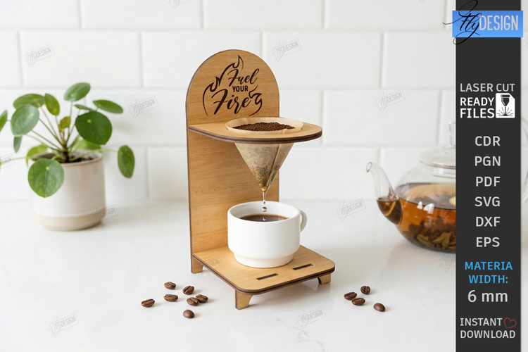 Wooden Coffee Drip Stand Laser Cut | Coffee Station | CNC