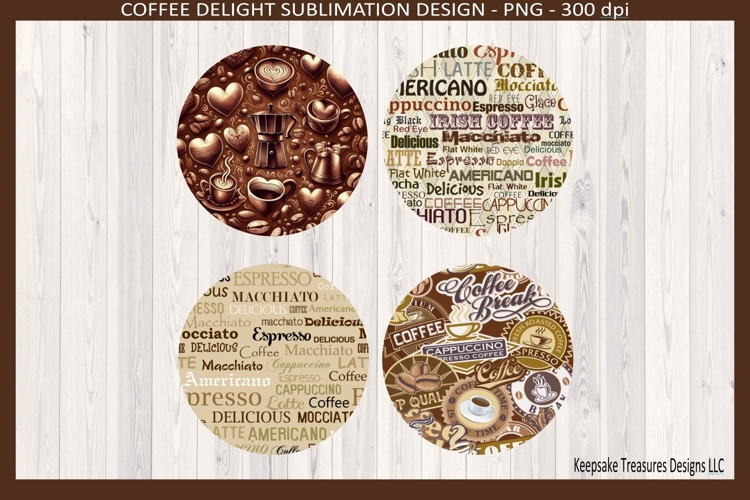 Coffee Delight Matching Coasters Four Different Designs Png