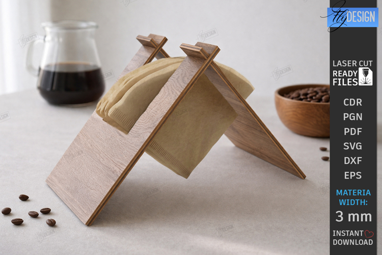 Coffee Filter Holder Laser Cut | Kitchen Decor | Desk Stand