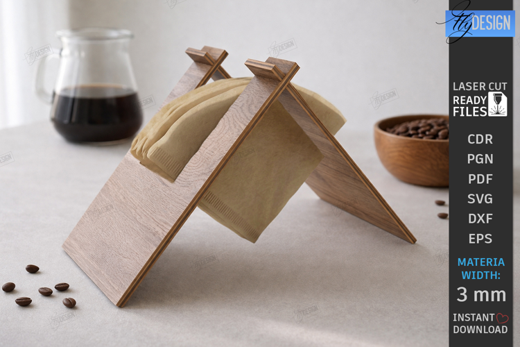 Coffee Filter Holder Laser Cut | Kitchen Decor | Desk Stand
