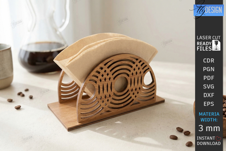 Coffee Filter Holder Laser Cut | Kitchen Decor | Desk Stand