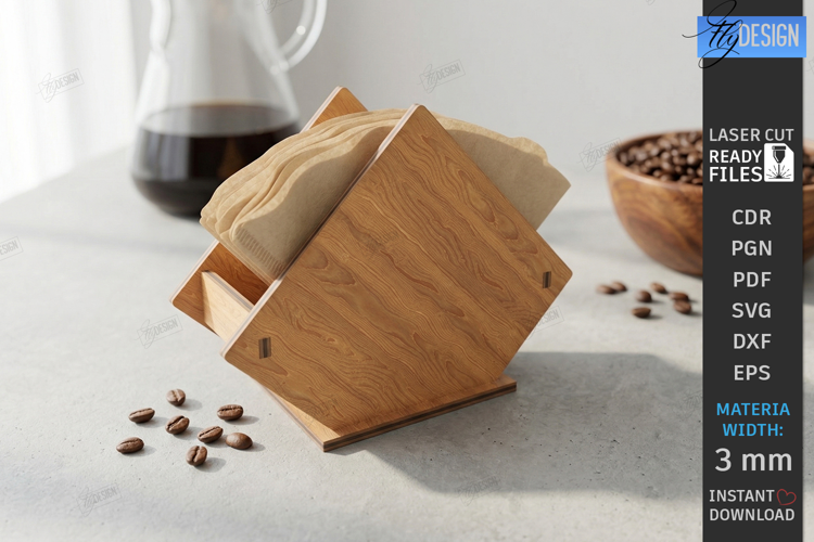 Coffee Filter Holder Laser Cut | Kitchen Decor | Desk Stand