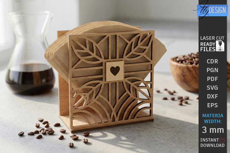 Coffee Filter Holder Laser Cut | Kitchen Decor | Desk Stand