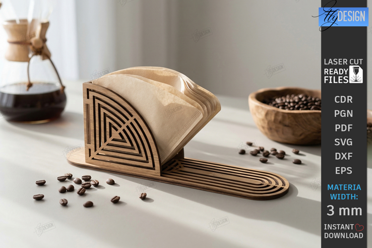 Coffee Filter Holder Laser Cut | Kitchen Decor | Desk Stand