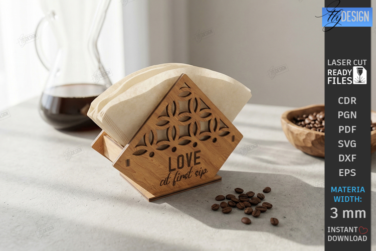 Coffee Filter Holder Laser Cut | Kitchen Decor | Desk Stand