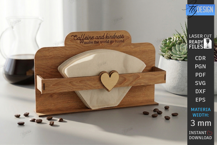 Coffee Filter Holder Laser Cut | Kitchen Decor | Desk Stand