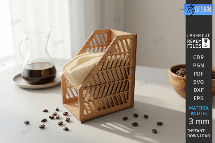 Coffee Filter Holder Laser Cut | Kitchen Decor | Desk Stand