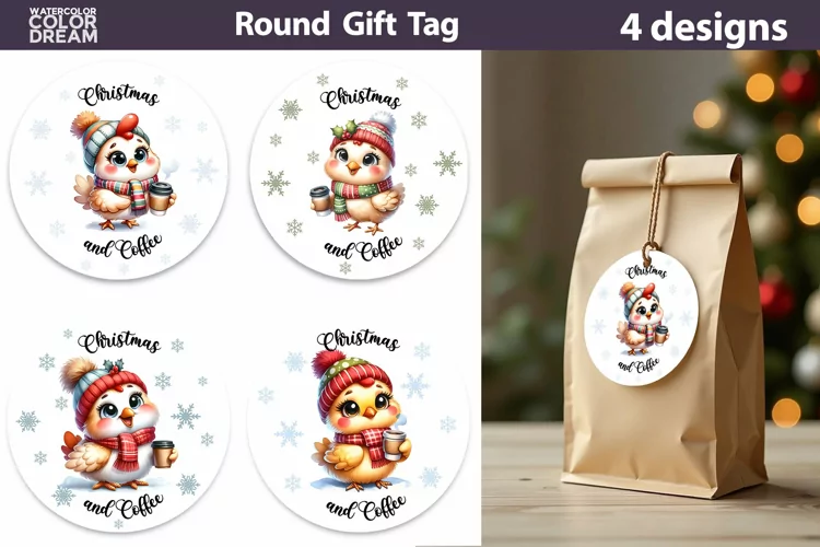 Christmas Bird Gift Tags | Christmas Coffee Gift Tag