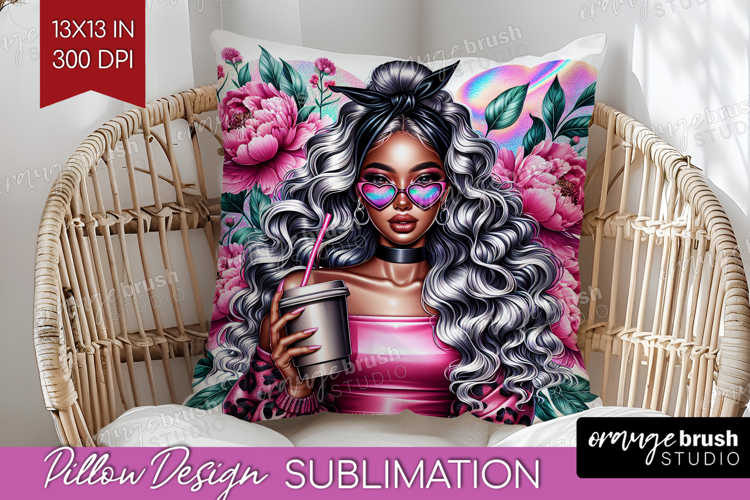 Floral Girl Pillow Sublimation - Coffee Lover Pillow Cover