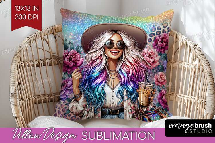 Floral Girl Pillow Sublimation - Coffee Lover Pillow Cover example image 1