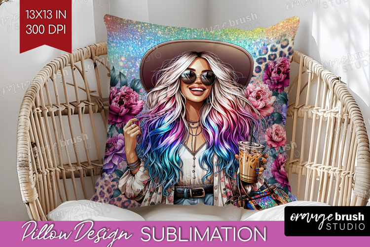Floral Girl Pillow Sublimation - Coffee Lover Pillow Cover