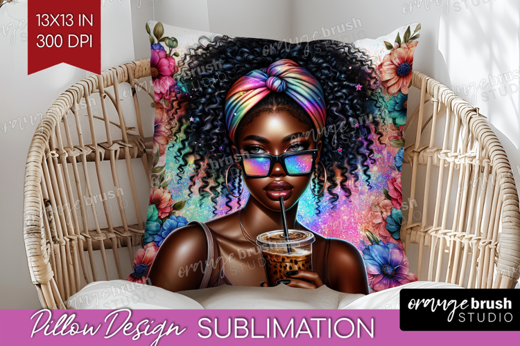 Floral Girl Pillow Sublimation - Coffee Lover Pillow Cover