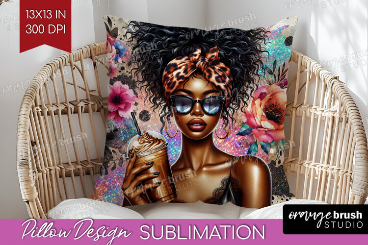 Floral Girl Pillow Sublimation - Coffee Lover Pillow Cover example image 1