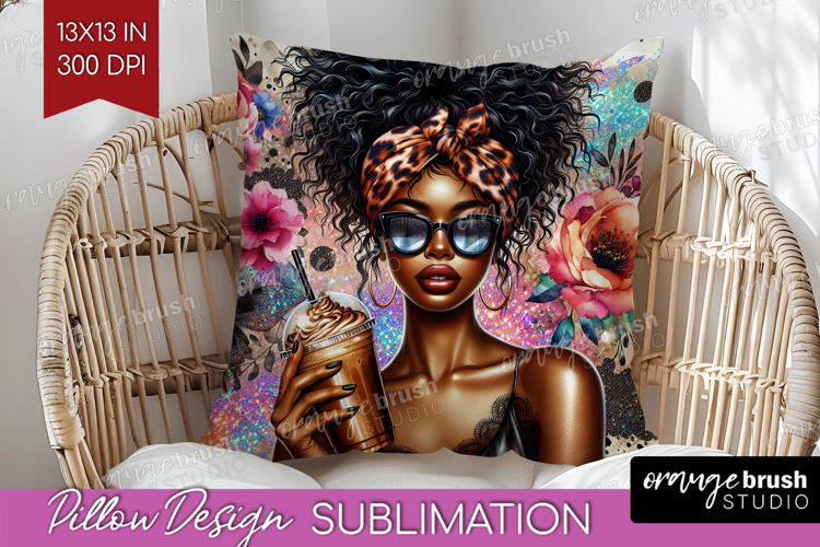 Floral Girl Pillow Sublimation - Coffee Lover Pillow Cover