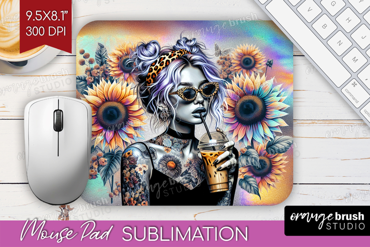 Floral Girl Mouse Pad Sublimation - Coffee Lover Mousepad