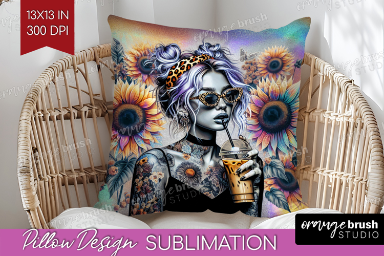 Floral Girl Pillow Sublimation - Coffee Lover Pillow Cover