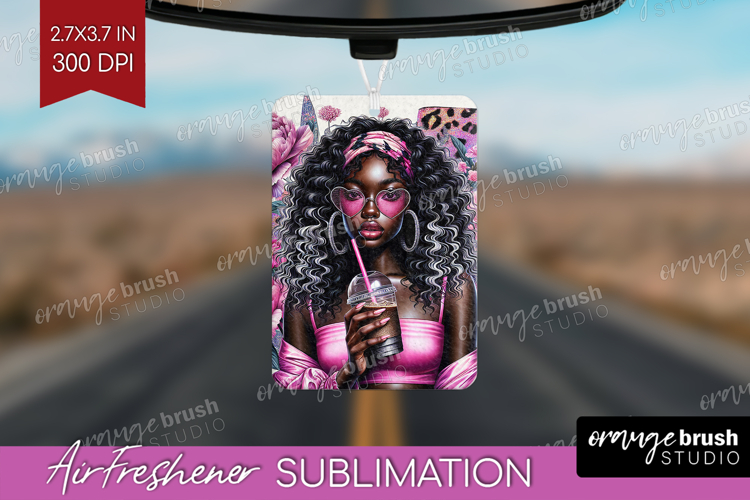 Floral Girl Air Freshener PNG - Coffee Lover PNG Sublimation