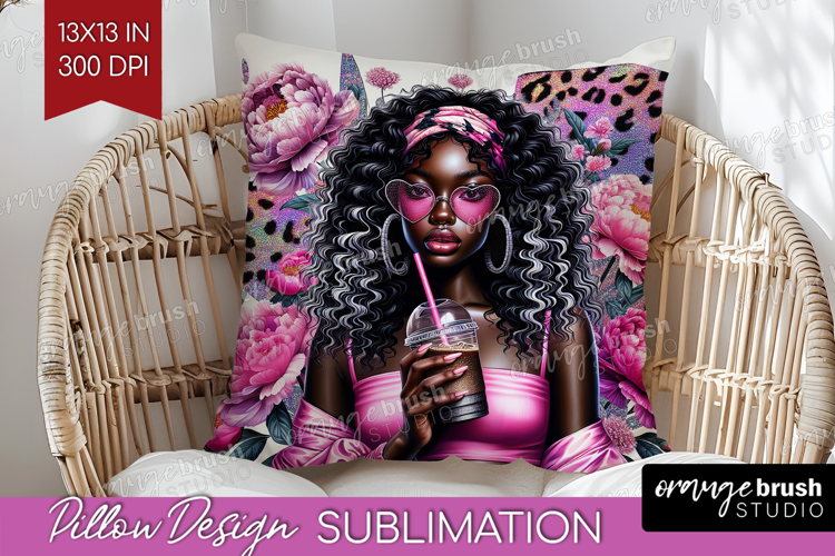 Floral Girl Pillow Sublimation - Coffee Lover Pillow Cover
