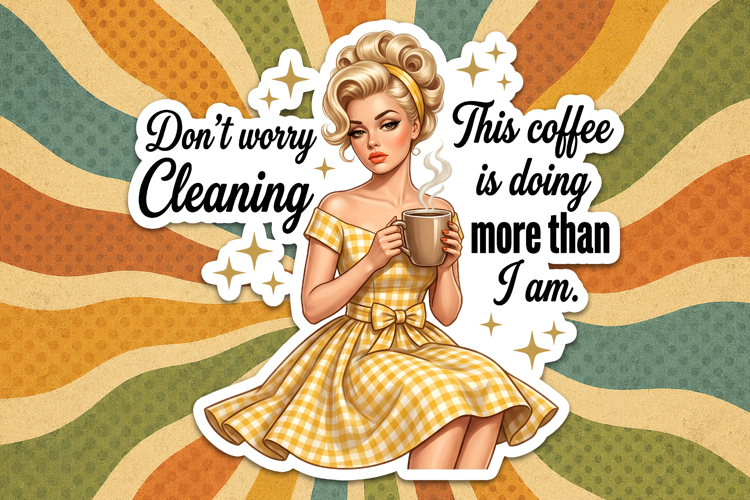 Coffee Housewife Sublimation Sticker Design PNG