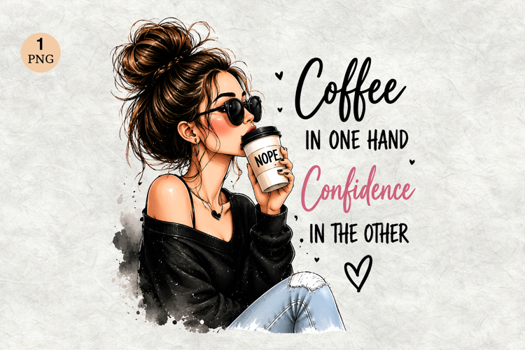 Coffee in One Hand Confidence in the Other PNG