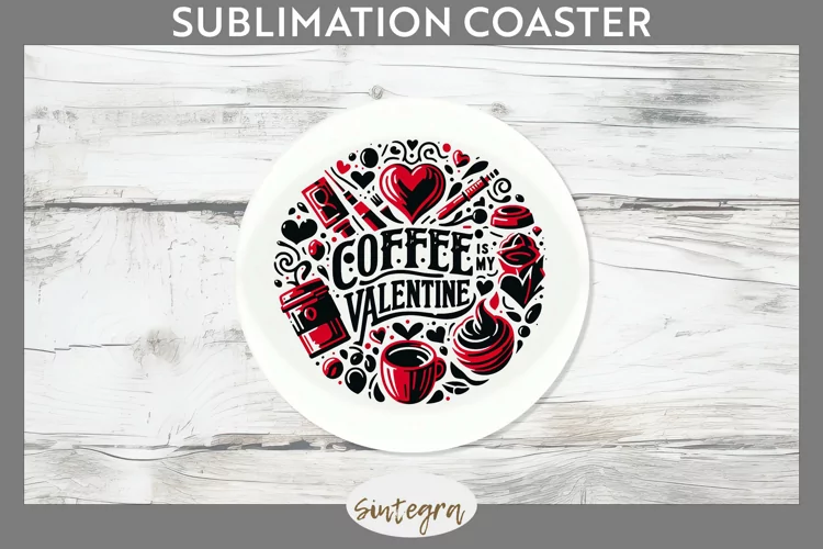 Coffee Is My Valentine v1 Round Coaster Sublimation