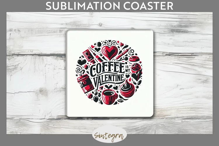 Coffee Is My Valentine v1 Square Coaster Sublimation