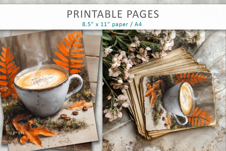 cup of coffee pages, junk journals