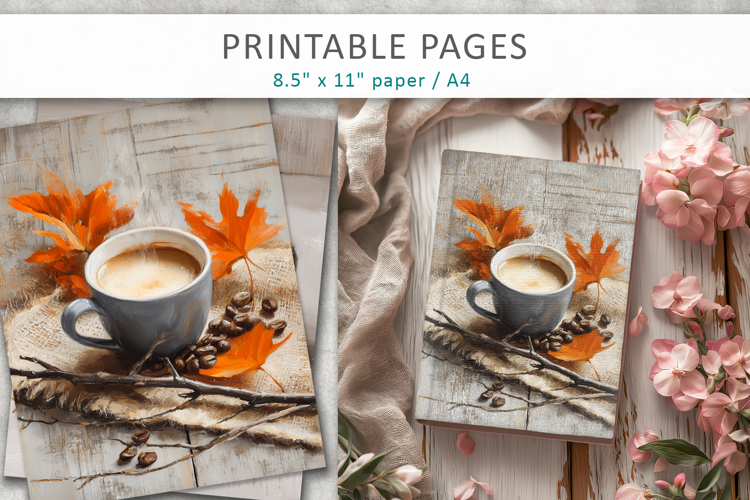 coffee junk journals, printable pages