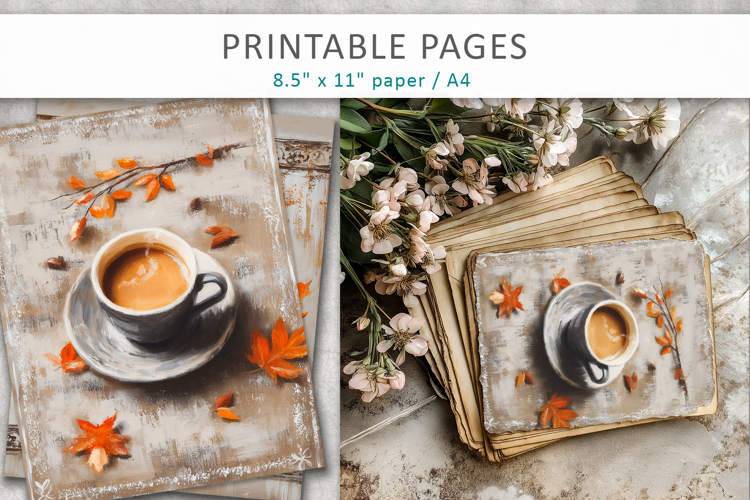 coffee junk journals, cozy pages printable