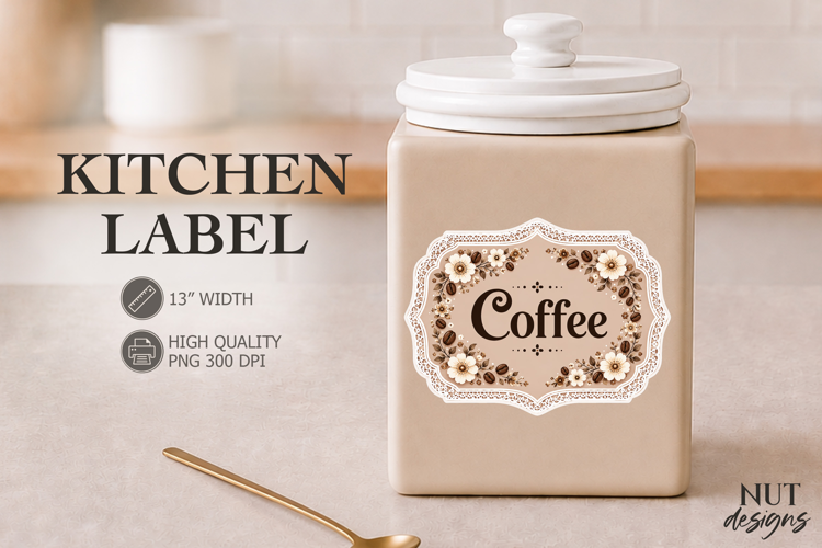 Vintage Coffee Floral Kitchen Label Pantry Label