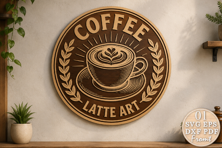 Coffee Latte Art Laser Cut SVG